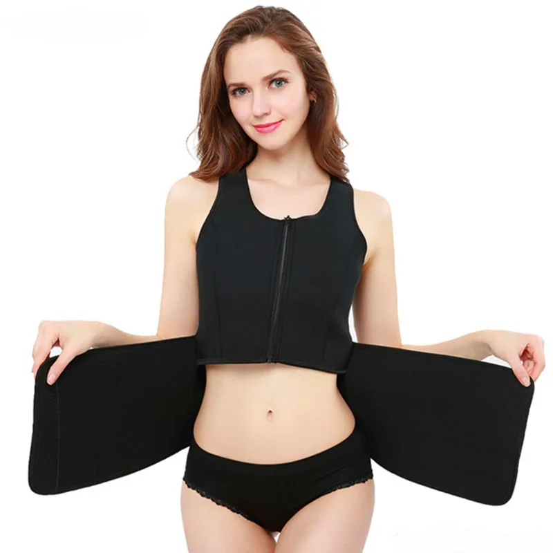 Неопрен body shaper фирмы молния пот Топ Без Рукавов женские груди emhancer для похудения