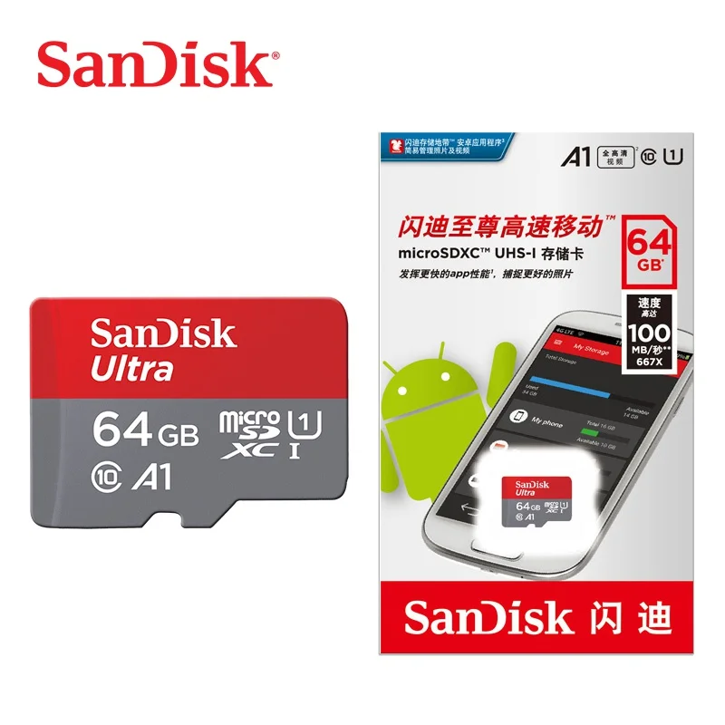 sandisk микро SD карты Class10 TF card16gb 32 Гб 64 Гб 128 ГБ 80 МБ/с. слот для карт памяти для samrtphone и настольный ПК