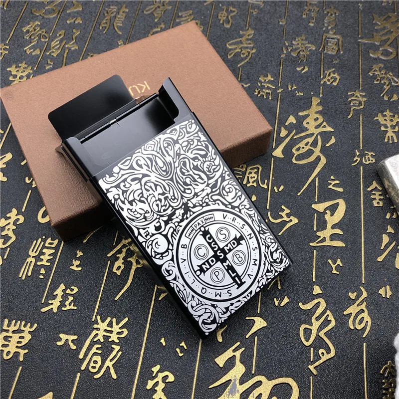 Alalinong N81 DIY Constantine черный золотой красный синий портсигар металл с лазерной гравировкой чехол для сигарет для мужчин карманные курительные коробки