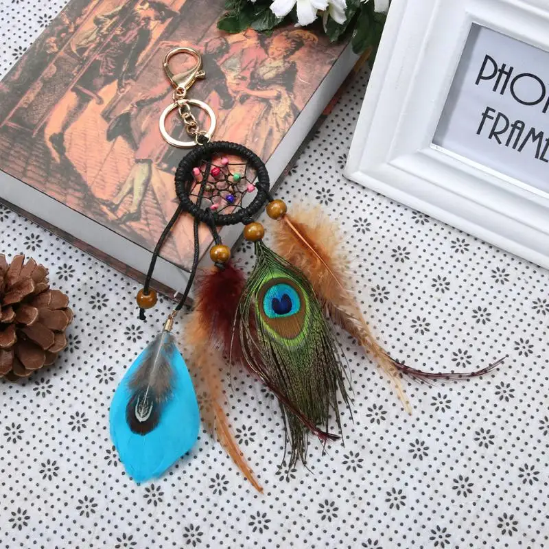 Автомобильная сумка подвесное кольцо для ключей женщин Ловец снов декор перьями