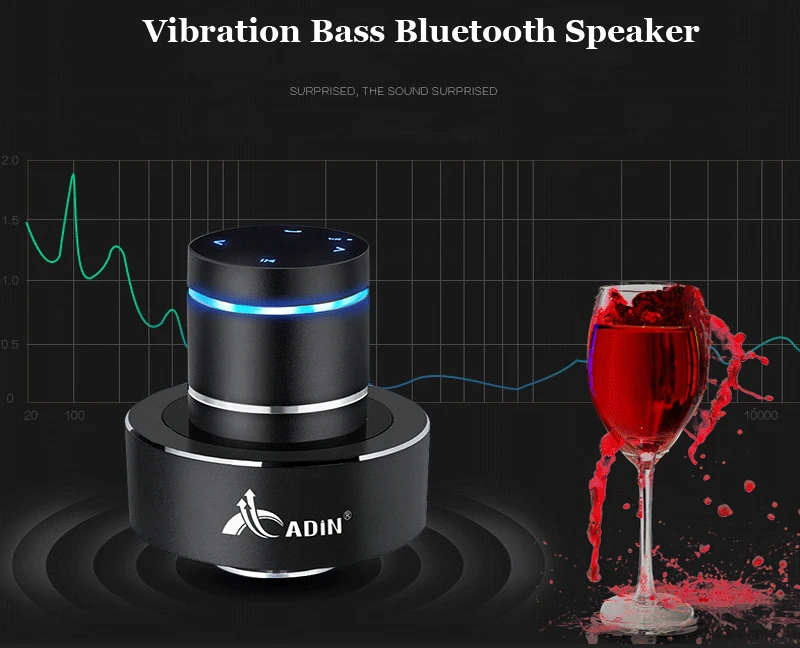 ADIN Металл 26 Вт Вибрация Bluetooth динамик NFC Сенсорный HIFI сабвуфер беспроводной динамик 360 стерео Супер Бас Звук громкий динамик
