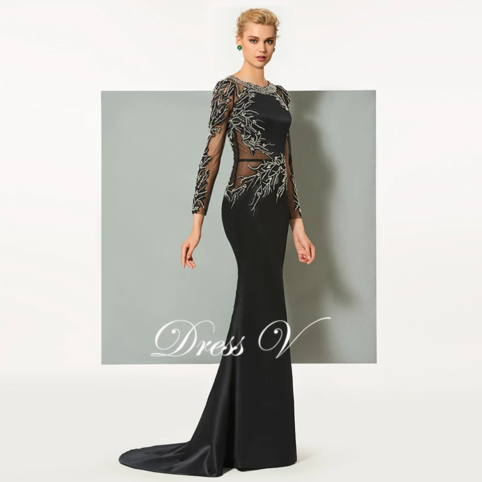 Dressv, Черное длинное вечернее платье, элегантное, с глубоким вырезом, с длинным шлейфом, без рукавов, для свадебной вечеринки, торжественное платье, вечерние платья-футляры