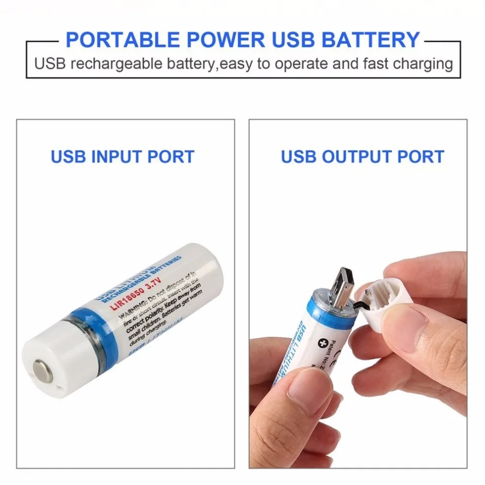 1 шт. Новинка 18650 3 7 В AA емкость 1200/1400 мАч USB литиевая аккумуляторная батарея для