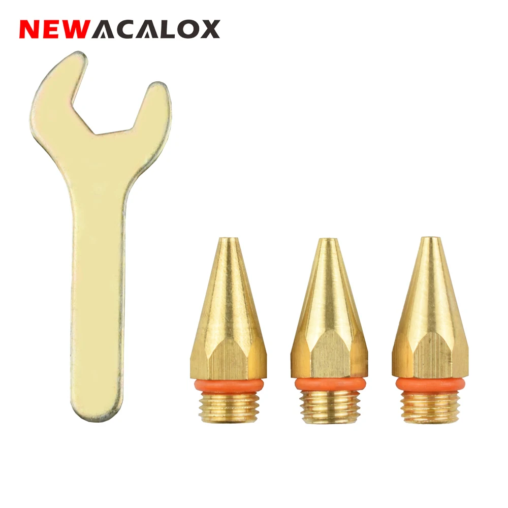 NEWACALOX 4 шт./лот большой диаметр термоклеевой пистолет сопло 1,2x32 мм 1,5x32 мм 2,0x32 мм высококачественный стальной материал с гаечным ключом
