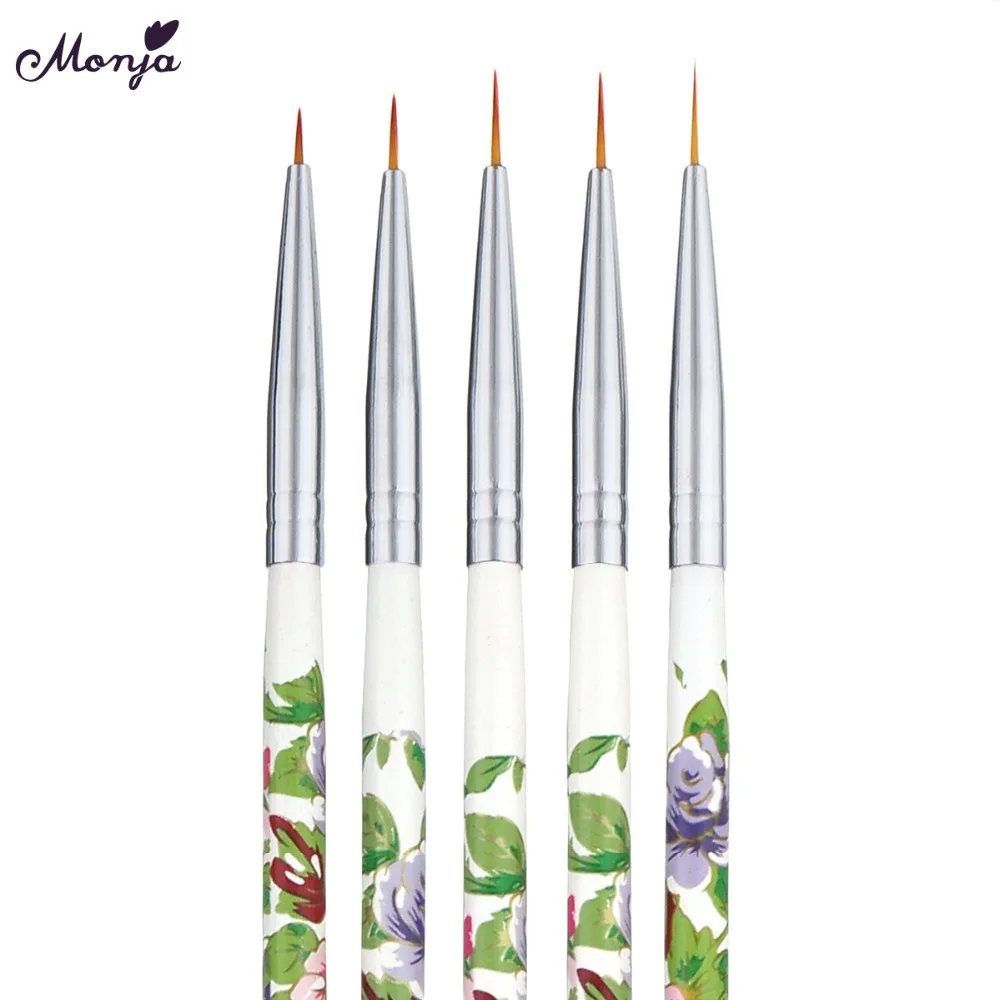 Monja 5 шт./компл. 5/7/9/9/14 м Nail Art французский лента в полоску линиями Liner Ручка кисти