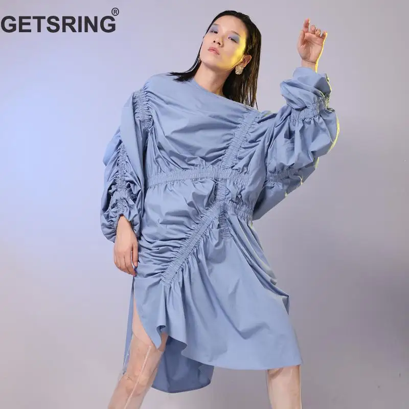 Женское асимметричное платье GETSRING белое хлопковое рубашка с длинными рукавами