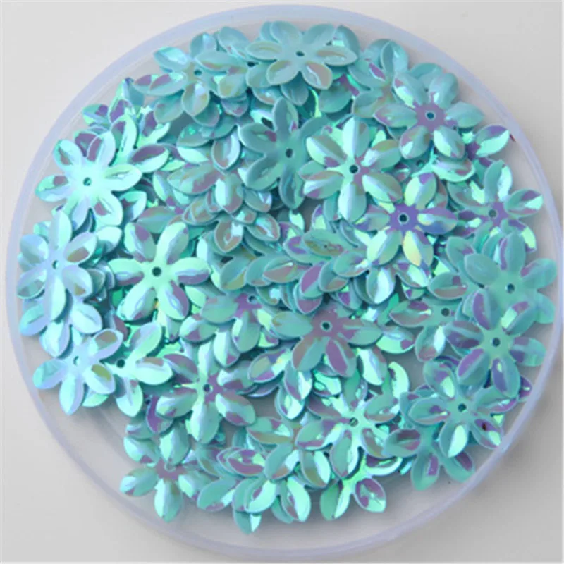 Блестки розовый прозрачный белый 15 мм плоский с шестью пальцами цветок