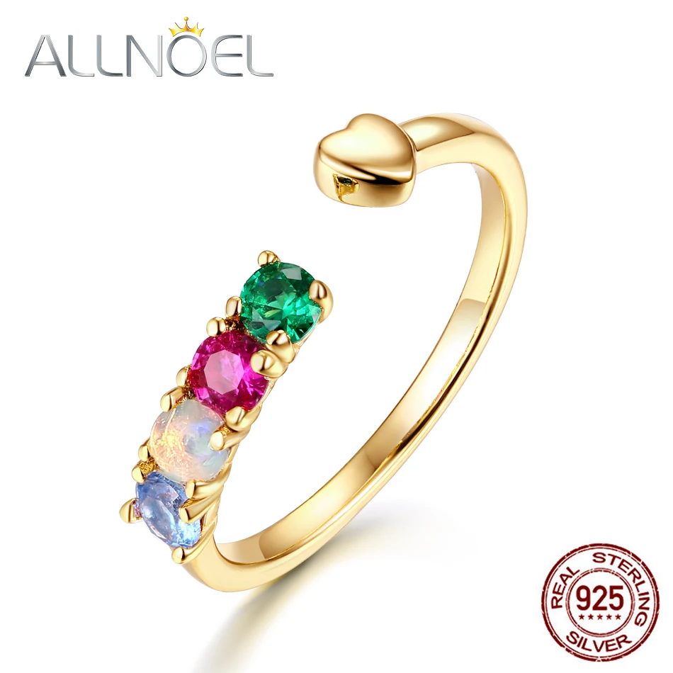ALLNOEL 925 пробы Серебряное с несколькими драгоценными камнями кольцо манжета для
