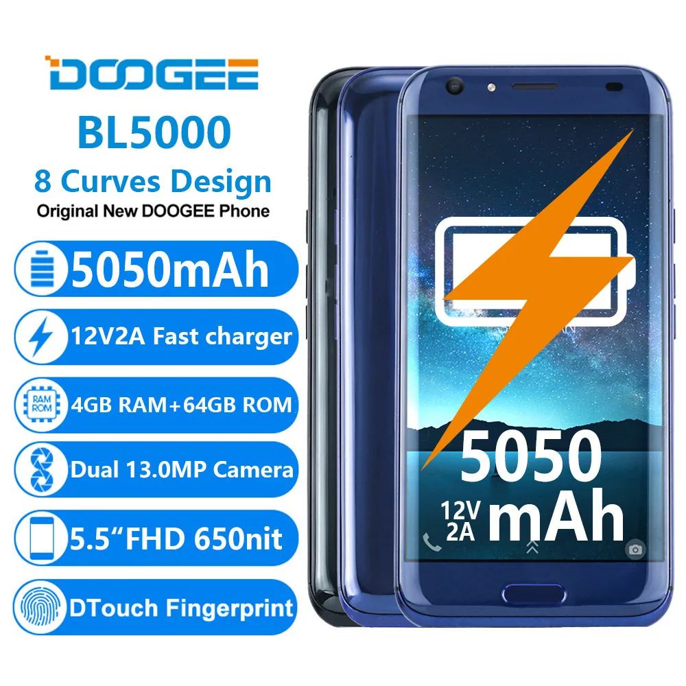 DOOGEE BL5000 смартфон с 5 дюймовым дисплеем восьмиядерным процессором MTK6750T ОЗУ 4 Гб ПЗУ