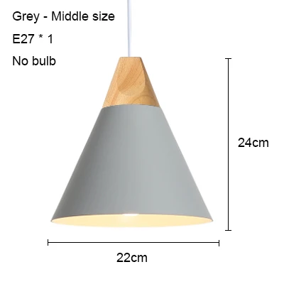 Grey 220mm no bulb Светодиодный подвесной светильник s современный подвесной светильник для столовой деревянный скандинавский светильник красочный подвесной светильник для ресторана кофе спальни E27 светодиодный светильник - Цвет корпуса: Grey 220mm no bulb