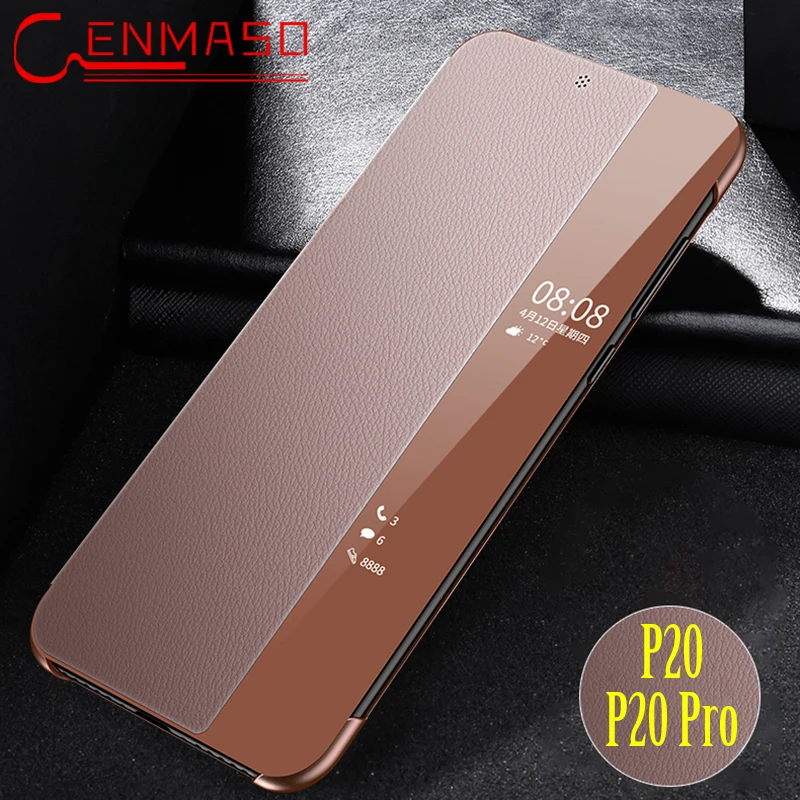 Чехол-книжка из натуральной кожи для huawei P20, Роскошный чехол для huawei P20 pro, чехол Smart touch, с прозрачным окошком, чехол P20pro