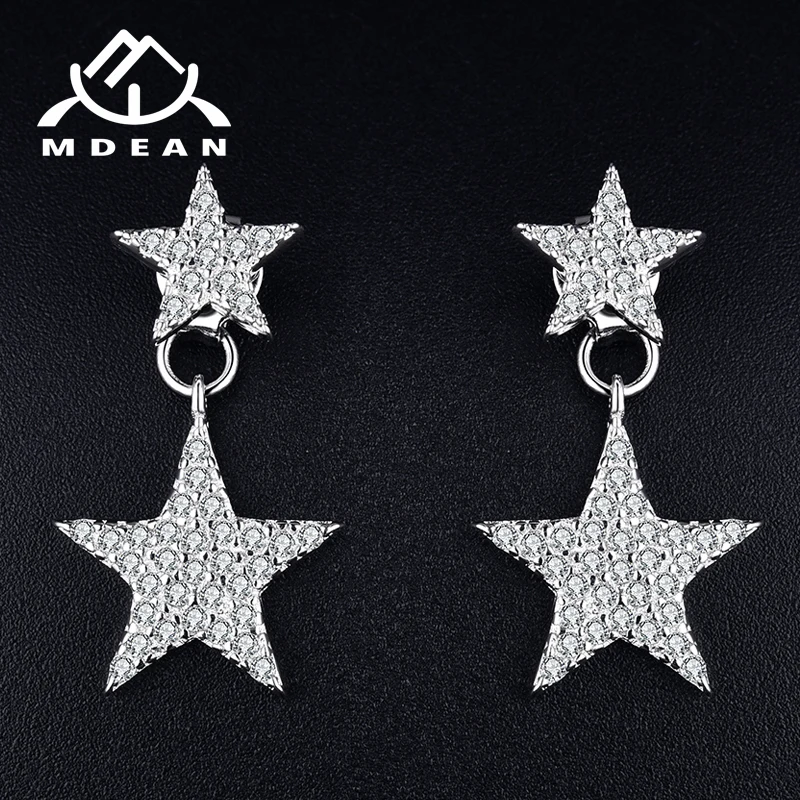 Серьги-гвоздики MDEAN для женщин ювелирные изделия цвета белого золота звезда