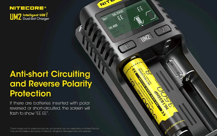 NITECORE UM2 автоматический универсальный быстрый умный USB ЖК-дисплей батарея
