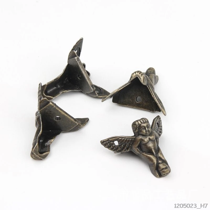 4 шт. старинный Бронзовый Ангел Подарочная коробка деревянный ящик Угловой