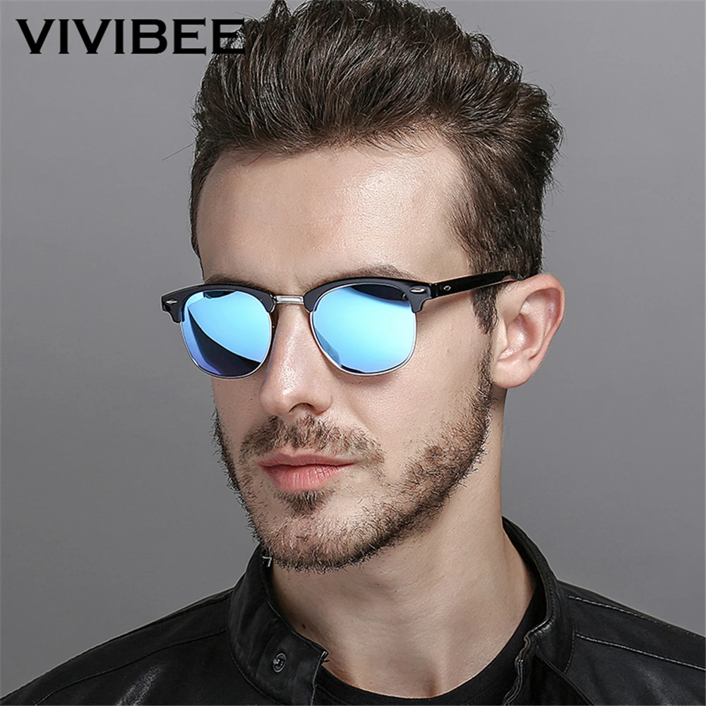VIVIBEE Классическая площадь Для мужчин солнцезащитные очки женщина поляризованные
