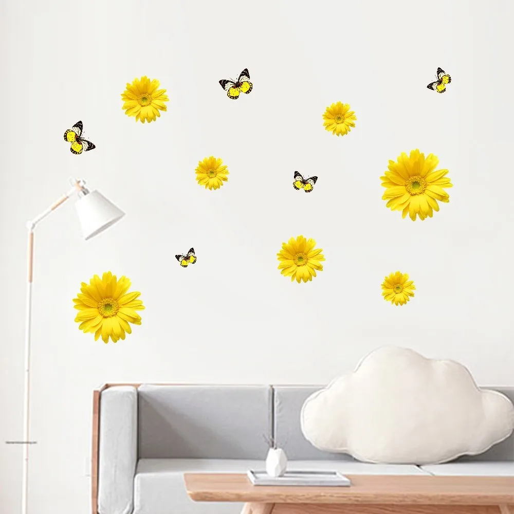 DIY цветочная Наклейка на стену s хризантемы Маргаритка для дома спальни цветы