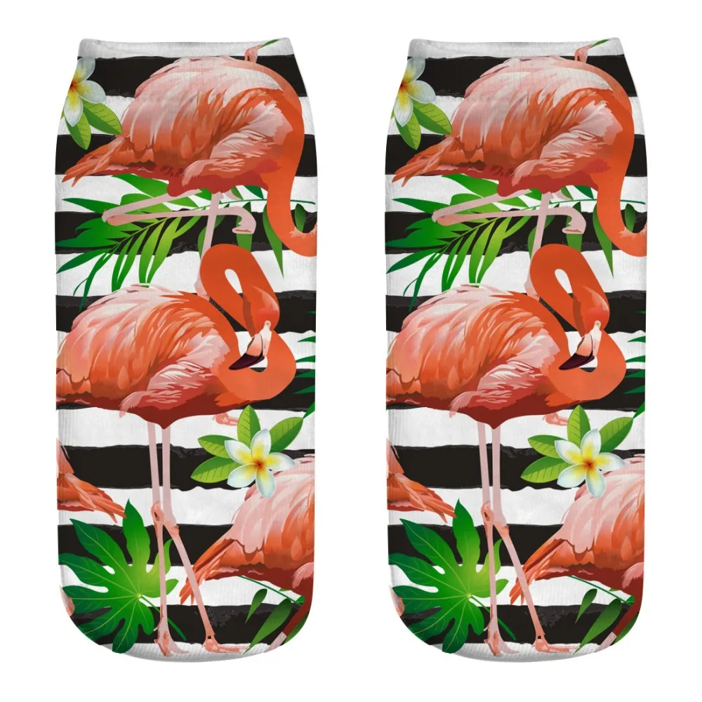 2019 New Funny 3D Flamingo Prints Women Socks Cute Girls Sock Fashion Sox Short Ankle Female Cartoon Lovely Animals | Женская одежда