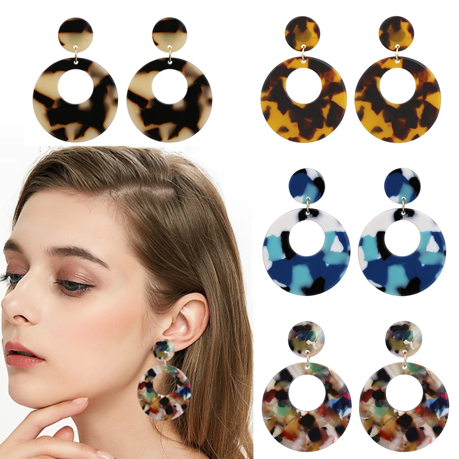 Женские серьги-подвески из акриловой смолы Za большие круглые ацетата 2019 |