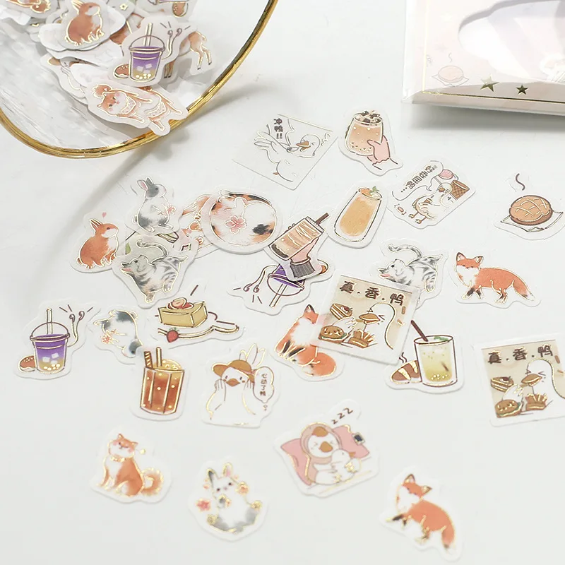 45 шт./лот милые животные Kawaii еда бумажные наклейки украшения Diy альбом дневник в стиле Скрапбукинг наклейки милые канцелярские товары