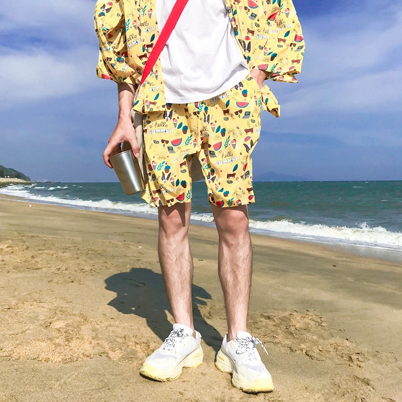 Lovely Printed Elastic Waist Men's Shorts 2018 Summer Beach Men 3 Colors | Мужская одежда