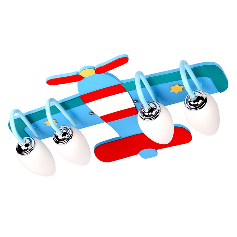 

Children and boys room shell aircraft ceiling light personality cartoon eye protection blue aircraft ceiling light