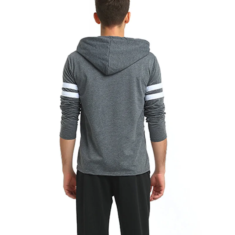 Мужская толстовка с капюшоном Feece черно-серая Длинная боковой молнией уличная