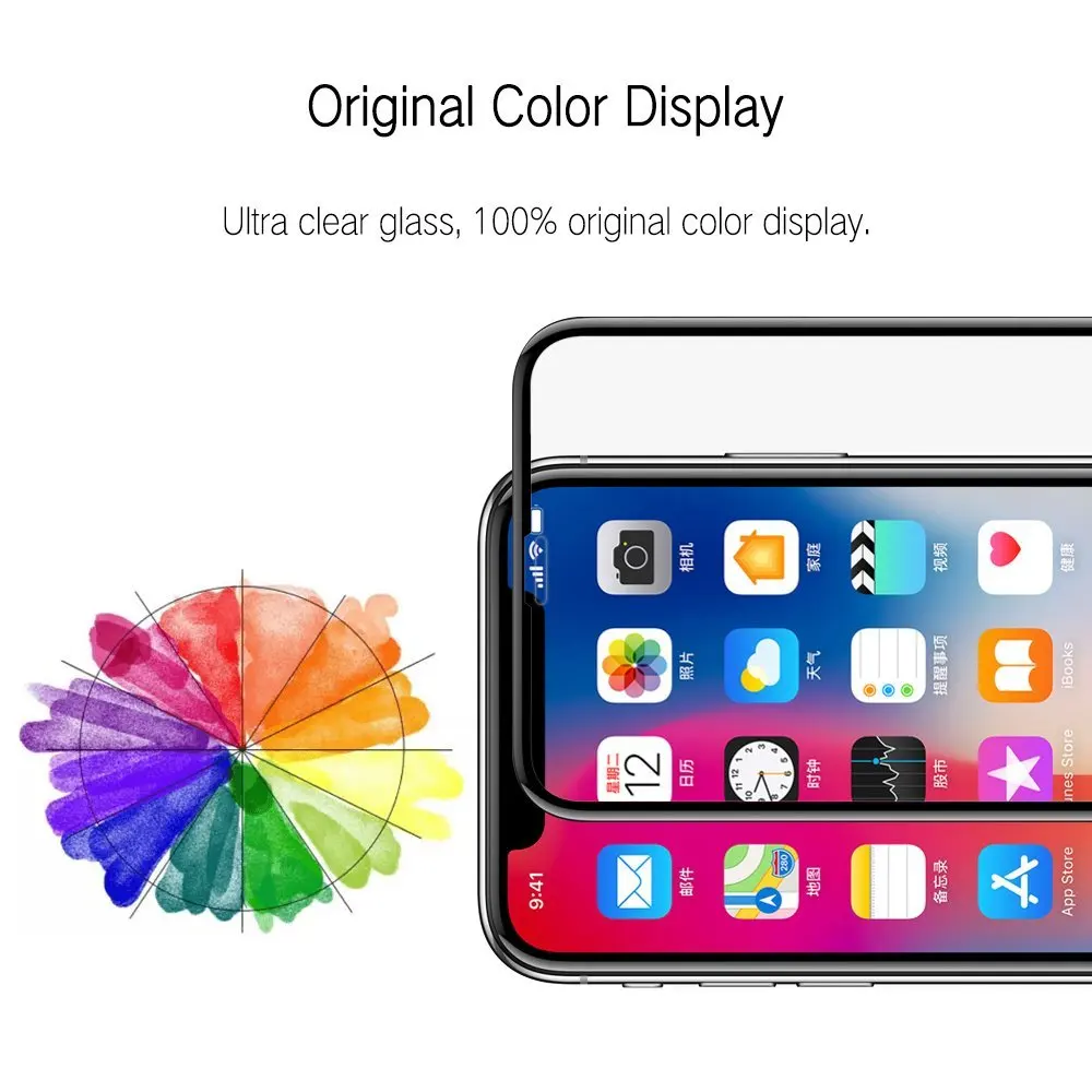 3D закаленное стекло для Apple iPhone X защитная пленка экрана полное покрытие защиты