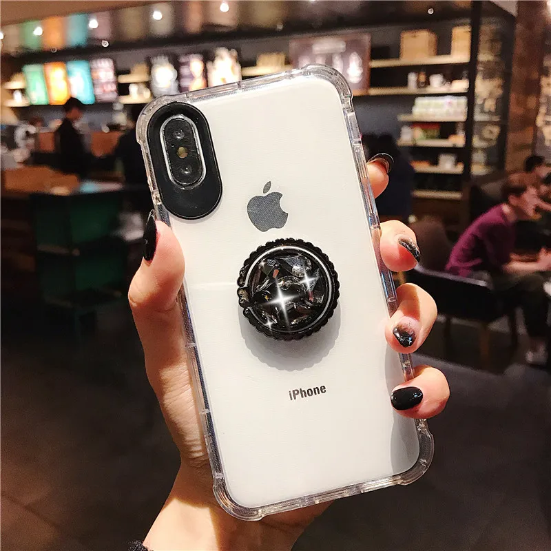 Роскошный мягкий чехол с 3D бриллиантами для iPhone 6 6S 7 8 plus X XR XS MAX прозрачный из ТПУ