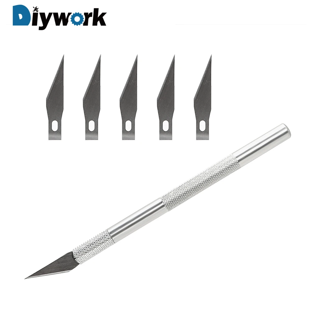 DIYWORK 6 лезвий скульптурный нож для скальпеля из алюминиевого сплава DIY резной