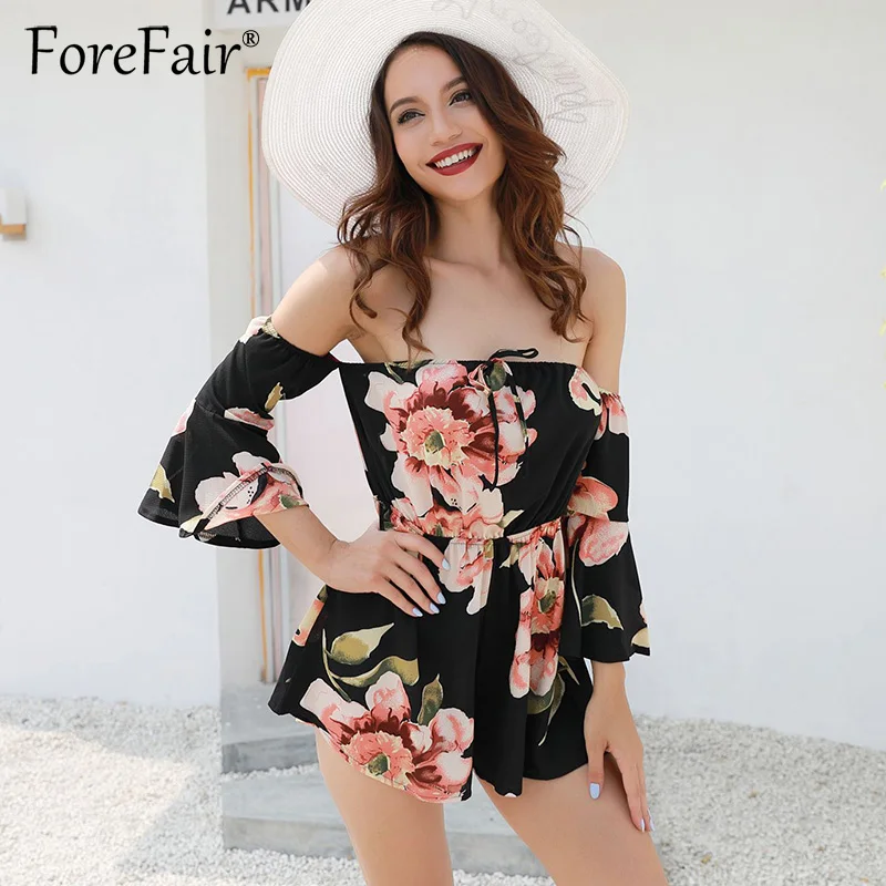 Женский шифоновый комбинезон с открытыми плечами ForeFair повседневный в стиле бохо