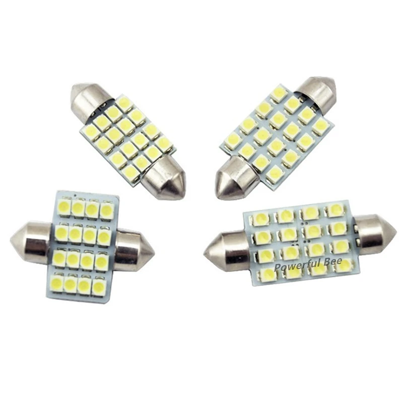 10 X C5W 3528 16SMD 1W холодный белый Светодиодный автомобильный купол лампа для чтения