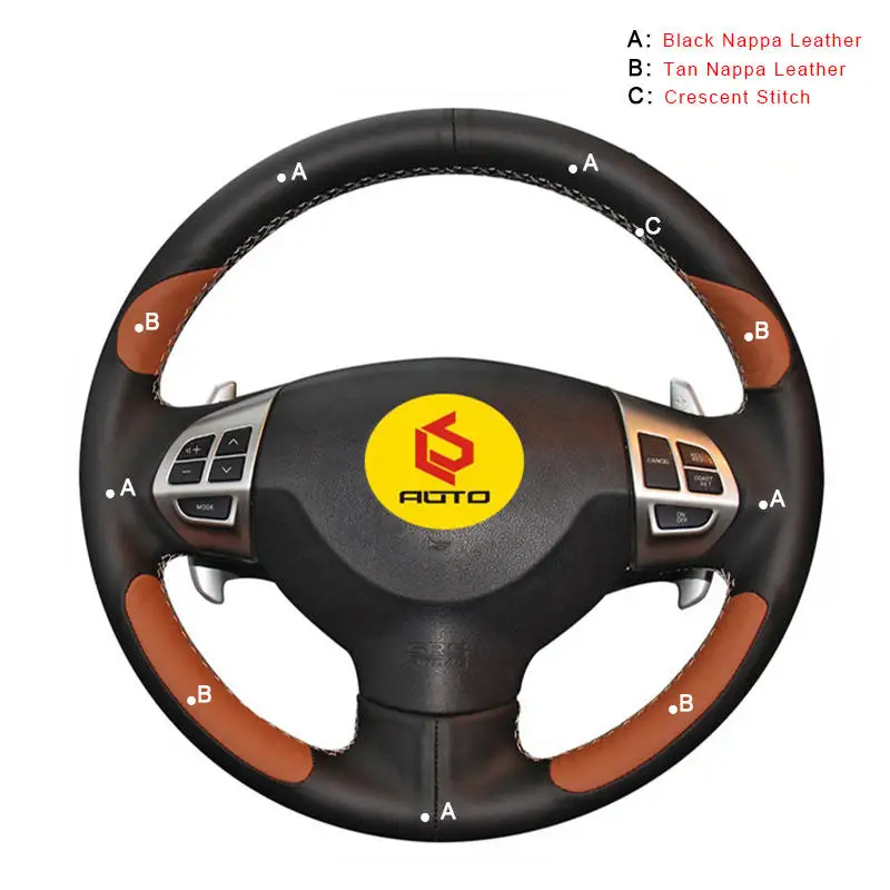 Nappa Leather Оплетка автомобиля на крышке рулевого колеса для Mitsubishi Lancer X 10 2007- Outlander 2006-2013 ASX 2010-2013 Ручная прошитая крышка - Название цвета: Nappa Leather