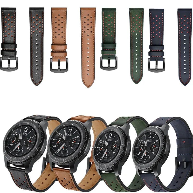 22 мм ремешок из натуральной кожи для samsung Galaxy watch huawei watch Gt 2 46 мм gear S3 Frontier/Classic Amazfit Pace1 2 Watch band