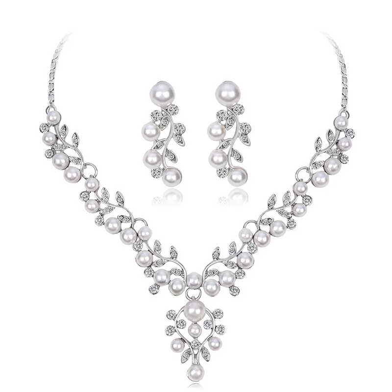 Изящные серебряные металлические ожерелья Свадебные Ювелирные наборы для