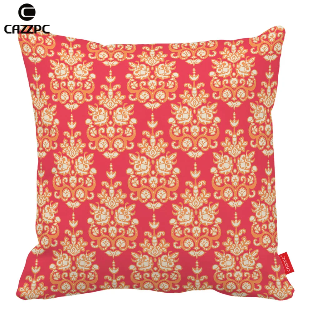 Бесшовные кошка Дамаск Starfish цветы икат ацтекским принтом декоративная наволочка