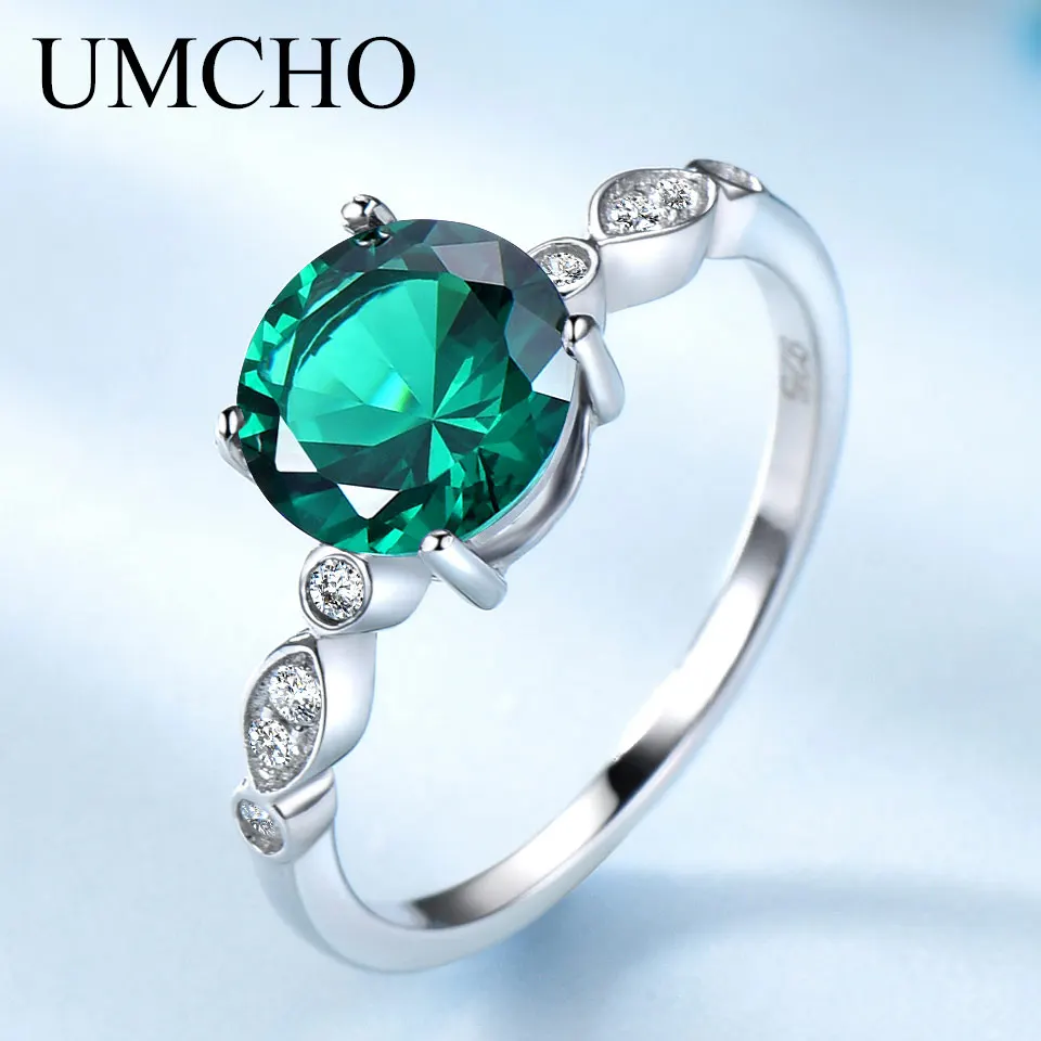 

Кольца UMCHO из серебра с искусственным изумрудом для женщин
