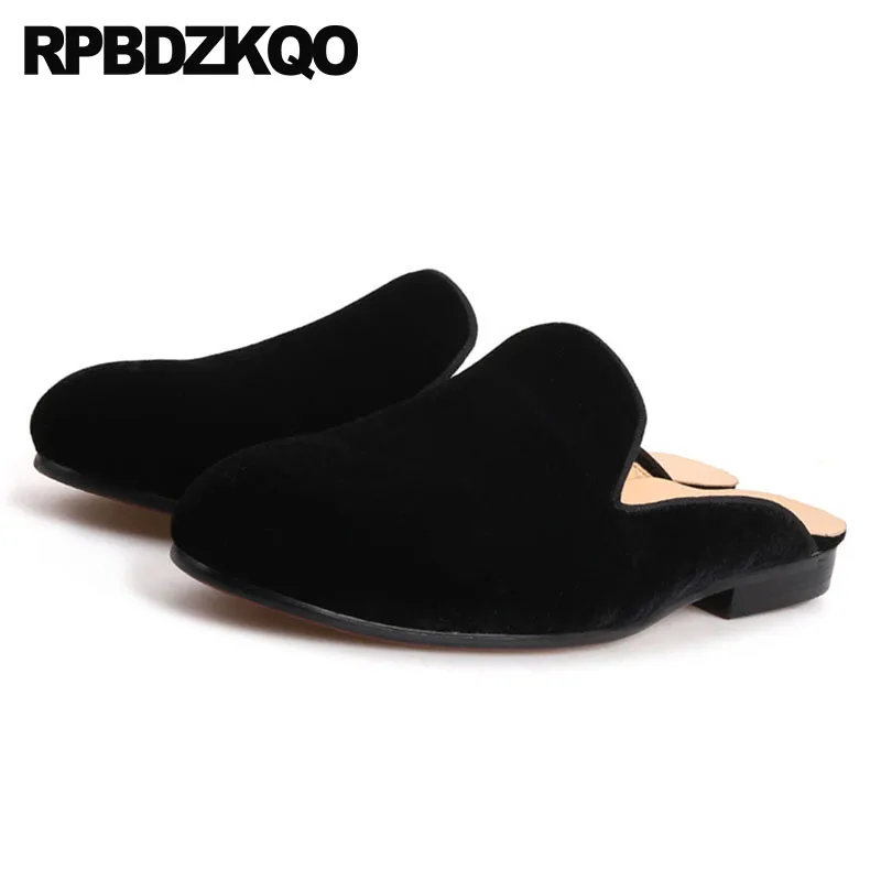 11 Flats 47 Custom European Mules Brand Slides Blue Black Sandals Big Size Elegant Fashion Luxury Velvet Casual Shoes Men Runway | Обувь