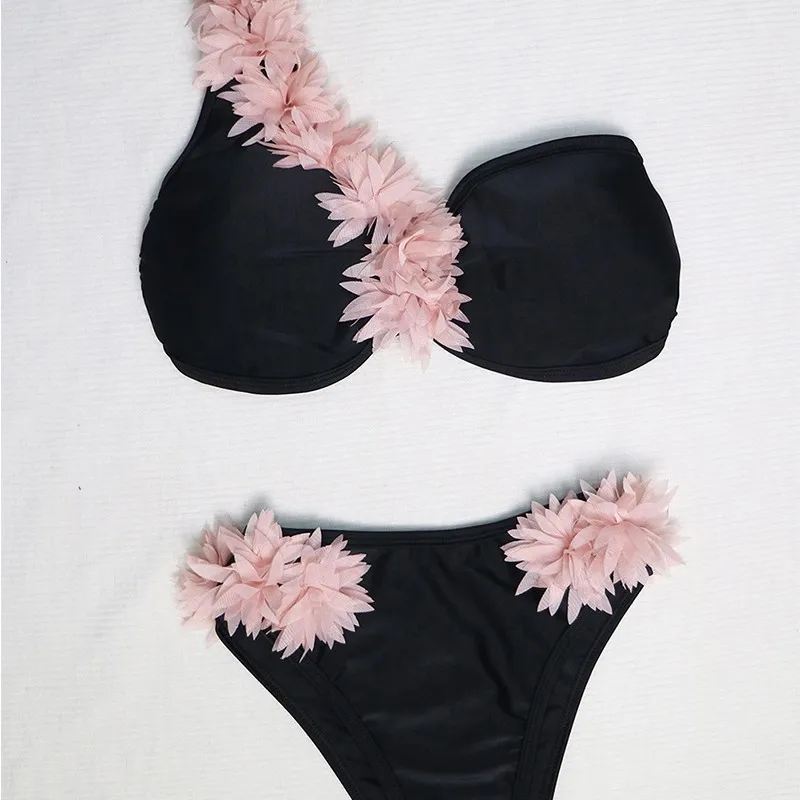 OKUQUBE New Floral Bikini One Shoulder Biquini Padded Swimwear 2 Pieces Swimsuit Elastic Bathing Suit Sexy Beachwear For Women |