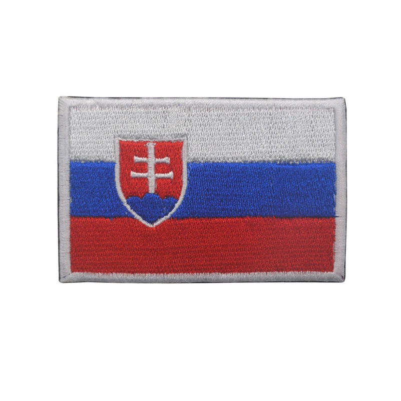 Slovakia Flag Вышивка Аппликации Значки Швейцария Испания Франция Бельгия Греция Нидерланды Польша Ватикан венгерский флаг патч - Цвет: Slovakia Flag