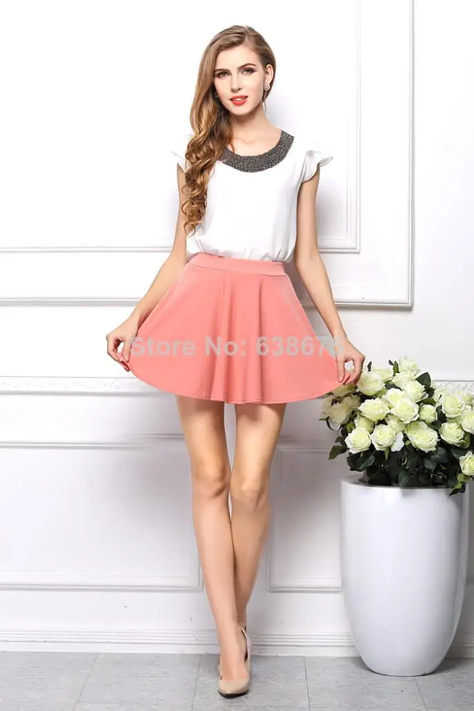 Plus Size new 2014 Women Runway Skirt European Style High Waist Ball Gown Ruffles Fluffy Mini Short Women's Skirts 8 colors | Женская