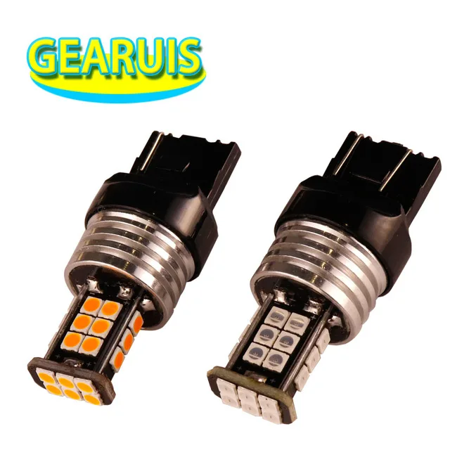 

4pcs good quality T20 W21 7440 24 smd 3030 Led W21/5W 7443 0.25A DRL Turn Signal Reverse Stop Light Lamp Bulbs Car LED Light