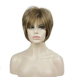 StrongBeauty синтетический парик, женские коричневыесветлые волосы, натуральный парик, короткие прямые парики