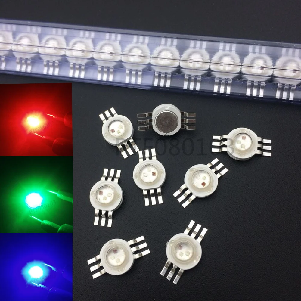 100 шт. 9 Вт светодиодная RGB высокомощная Светодиодная лампа 45mil чип шесть штифтов