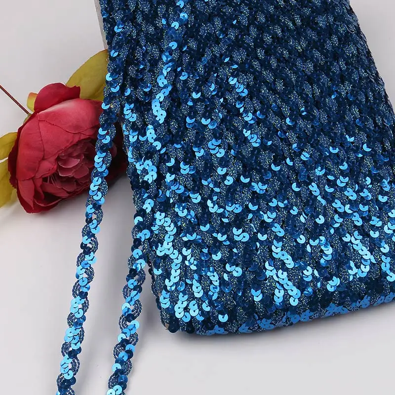 Gem Blue NBHB 5 ярдов Красивый Блестящий Бисероплетение Блестки кружевная ткань отделка для костюма сценические Танцы одежды ленты ручной работы Dencoration - Цвет: Gem Blue