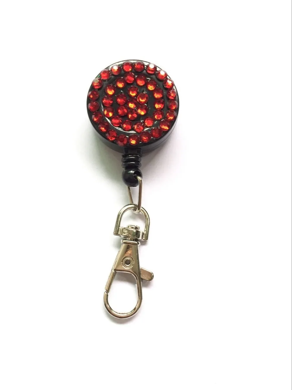 1 шт. красный цвет шикарный Кристалл Rhinestone Выдвижной Значок катушка для ID Бизнес