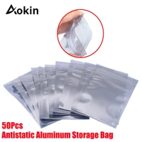 50pcs antistatic aluminum storage bag ziplock bags resealable anti static pouch for electronic accessories package bags diy kit