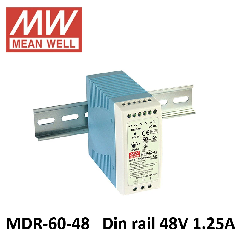 Meanwell MDR 60w 5 в 12 В 24 48 din рейку переключатель питания Вход ac 85 ~ 264 dc 5a 2.5A DR|Импульсный