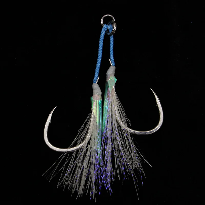 

LAI Assist Hook Slow Jigging Hooks Sea Fishing Hooks Luminous Glow Double Hooks 1/0 2/0 3/0 4/0 High Carbon Steel Hooks