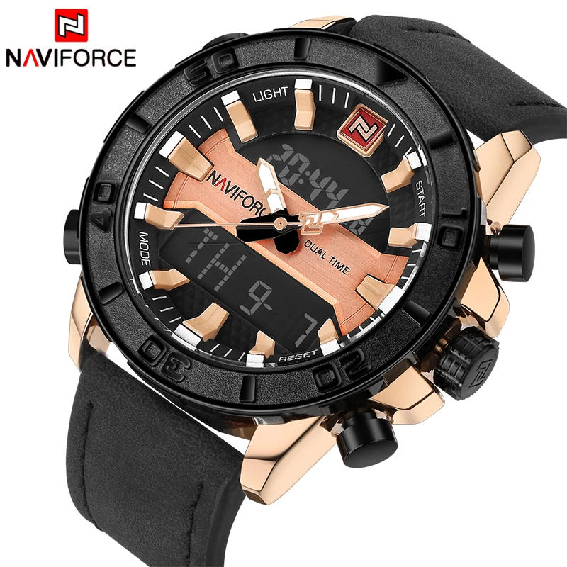 NAVIFORCE Мужские часы от ведущего бренда Роскошные мужские с кожаным ремешком