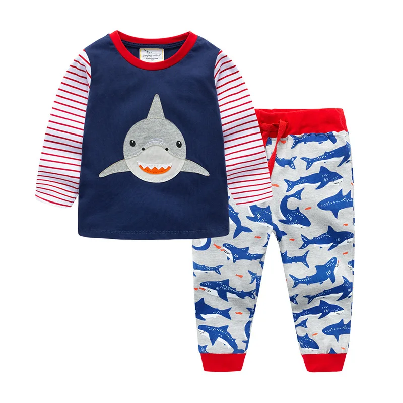 New style long sleeve shark cotton boy outfits winter fall baby children clothes set |